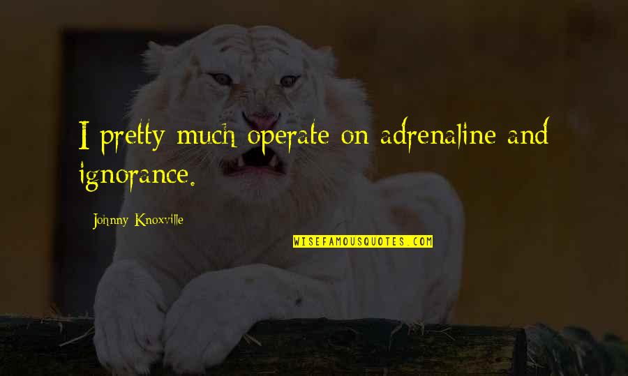 Alge Quotes By Johnny Knoxville: I pretty much operate on adrenaline and ignorance.
