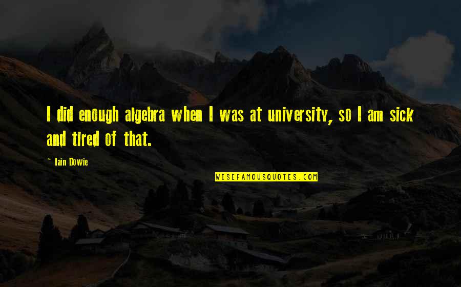Algebra Best Quotes By Iain Dowie: I did enough algebra when I was at