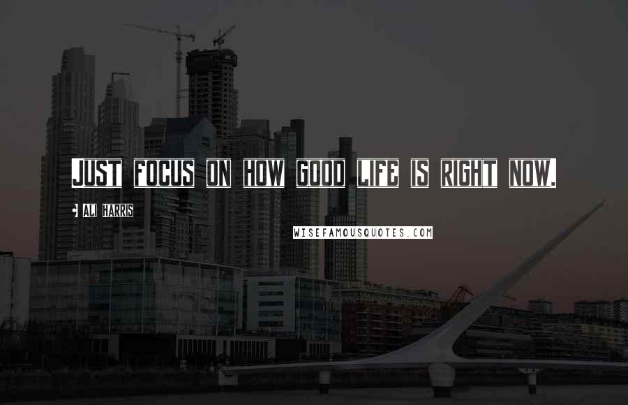 Ali Harris quotes: Just focus on how good life is right now.