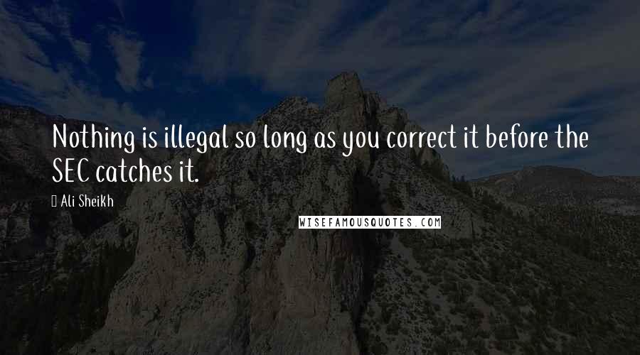 Ali Sheikh quotes: Nothing is illegal so long as you correct it before the SEC catches it.