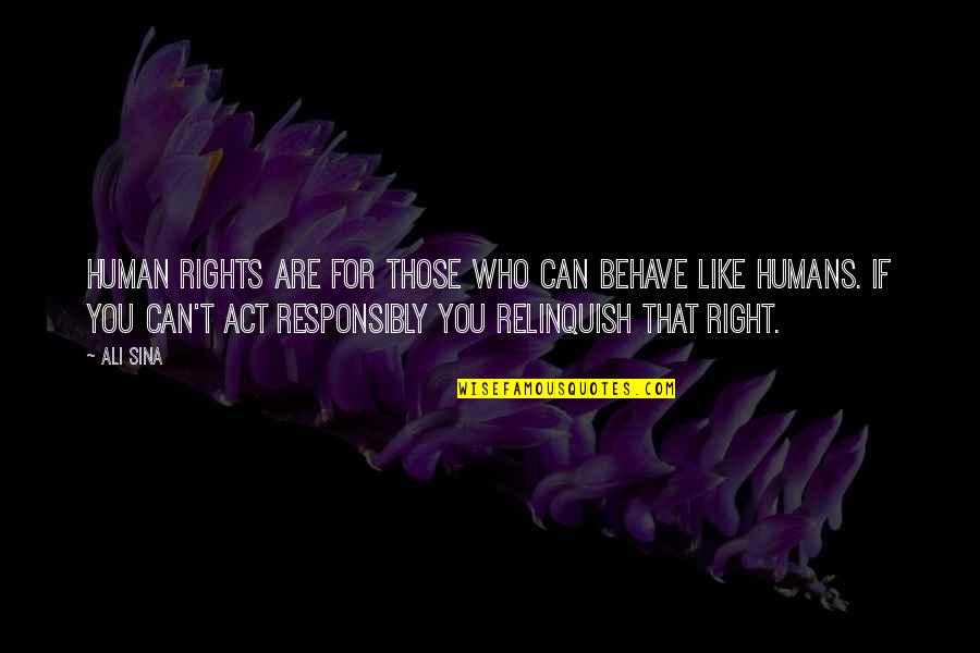 Ali Sina Quotes By Ali Sina: Human rights are for those who can behave