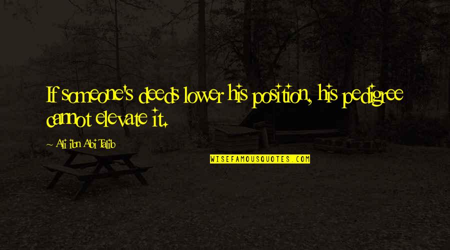 Ali Talib Quotes By Ali Ibn Abi Talib: If someone's deeds lower his position, his pedigree Ali Talib Quotes By Ali Ibn Abi Talib: If someone's deeds lower his position, his pedigree