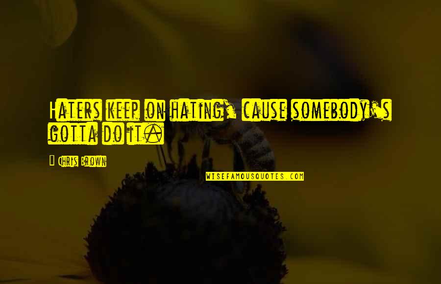 Alice Coachman Davis Quotes By Chris Brown: Haters keep on hating, cause somebody's gotta do