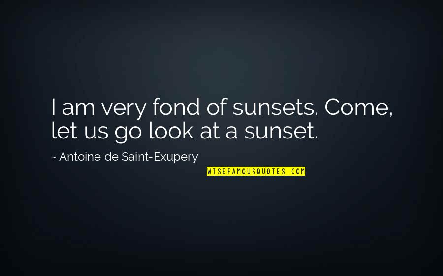 Alice Drablow Quotes By Antoine De Saint-Exupery: I am very fond of sunsets. Come, let