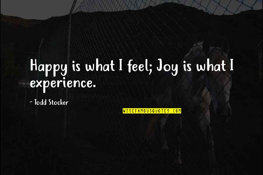 Alice Faye Quotes By Todd Stocker: Happy is what I feel; Joy is what
