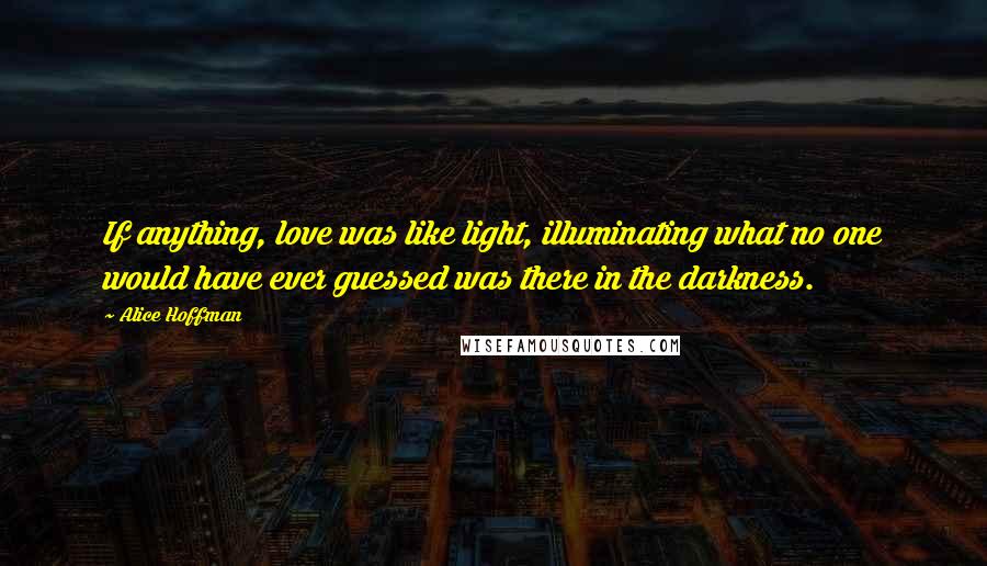 Alice Hoffman quotes: If anything, love was like light, illuminating what no one would have ever guessed was there in the darkness.