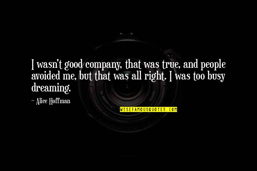 Alice Hoffman Quotes By Alice Hoffman: I wasn't good company, that was true, and Alice Hoffman Quotes By Alice Hoffman: I wasn't good company, that was true, and