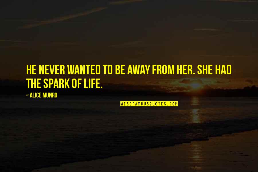 Alice Munro Quotes By Alice Munro: He never wanted to be away from her.