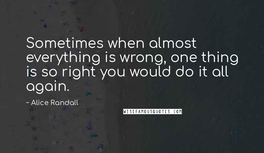 Alice Randall quotes: Sometimes when almost everything is wrong, one thing is so right you would do it all again.