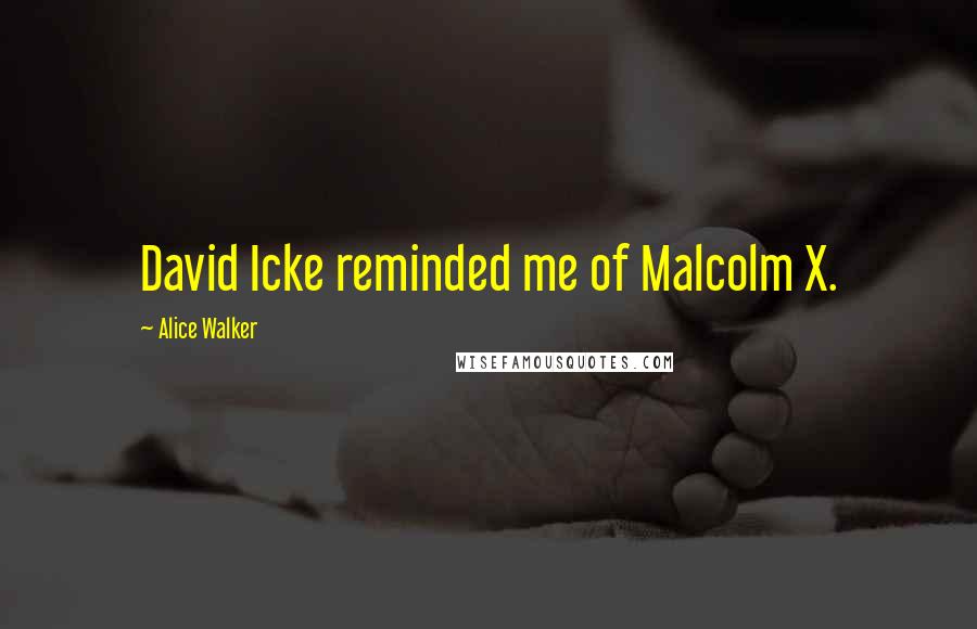 Alice Walker quotes: David Icke reminded me of Malcolm X.