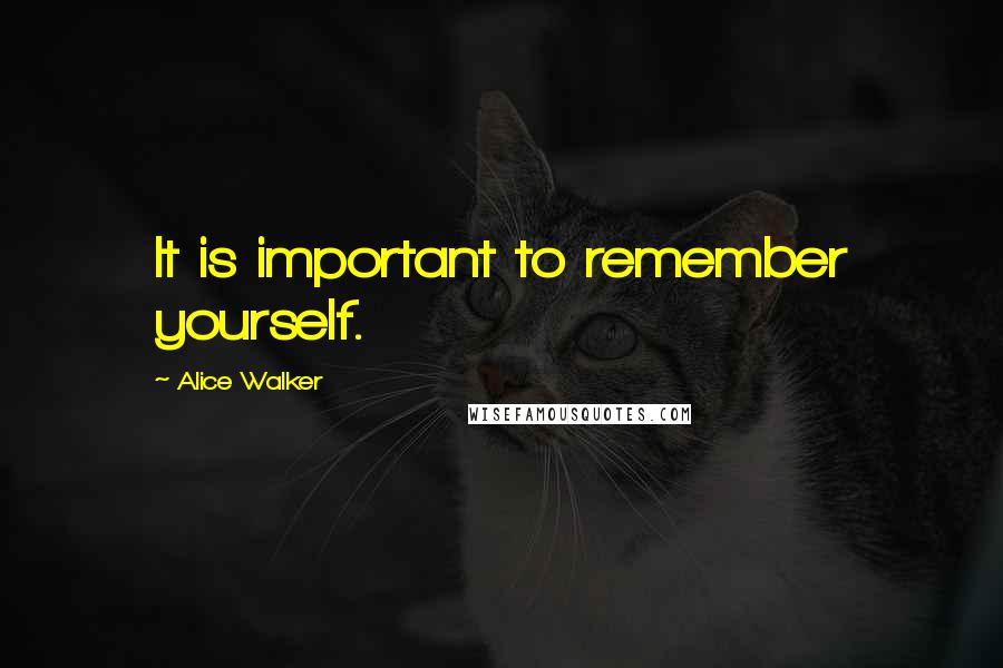 Alice Walker quotes: It is important to remember yourself.