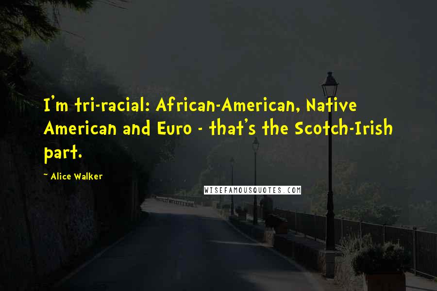 Alice Walker quotes: I'm tri-racial: African-American, Native American and Euro - that's the Scotch-Irish part.