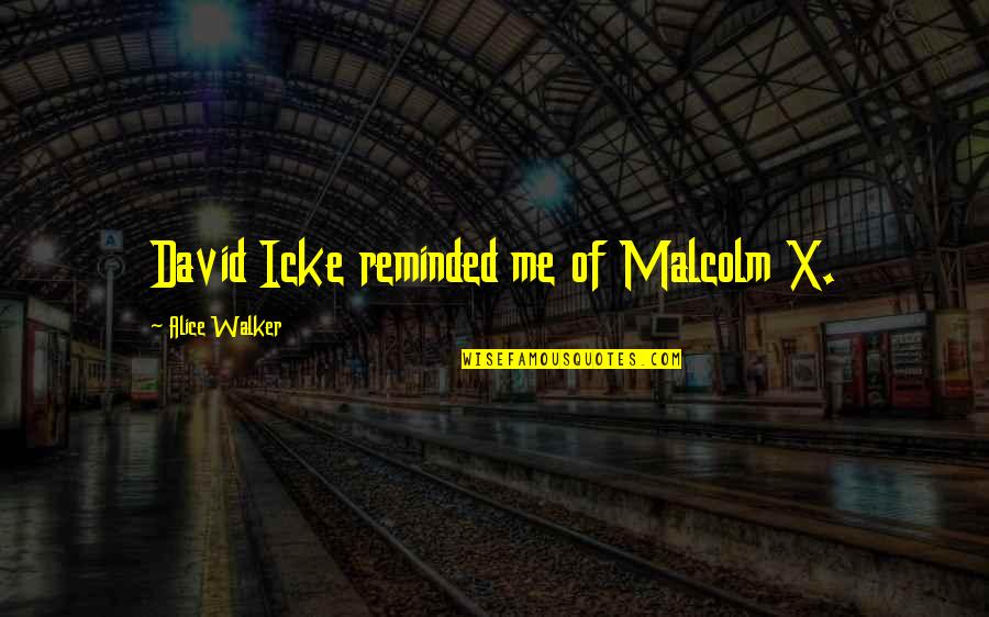 Alice Walker Quotes By Alice Walker: David Icke reminded me of Malcolm X.