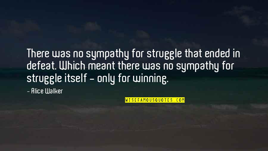 Alice Walker Quotes By Alice Walker: There was no sympathy for struggle that ended