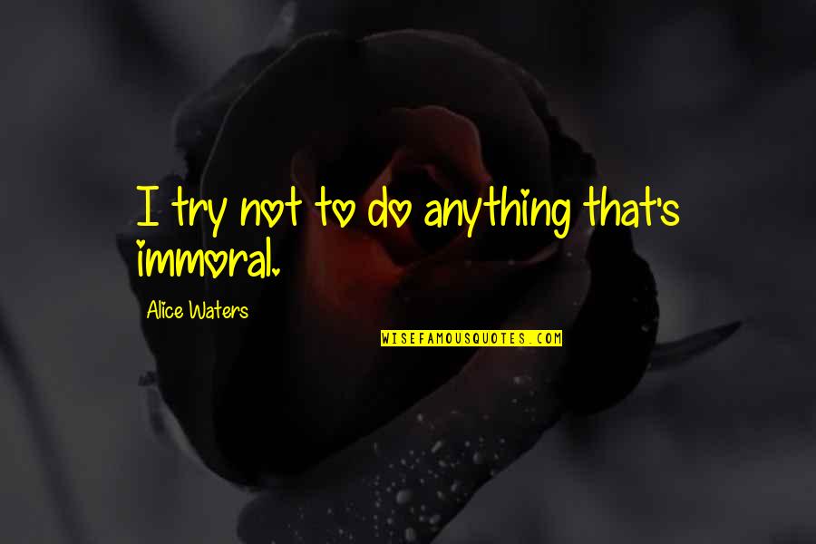 Alice Waters Quotes By Alice Waters: I try not to do anything that's immoral.