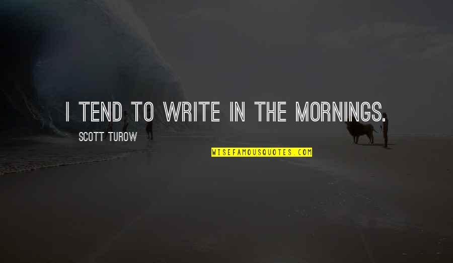 Alien Autopsy Quotes By Scott Turow: I tend to write in the mornings.