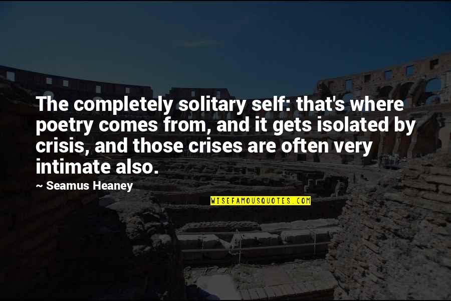 Alienation And Isolation Quotes By Seamus Heaney: The completely solitary self: that's where poetry comes
