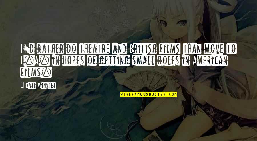 Alienigenas Quotes By Kate Winslet: I'd rather do theatre and British films than