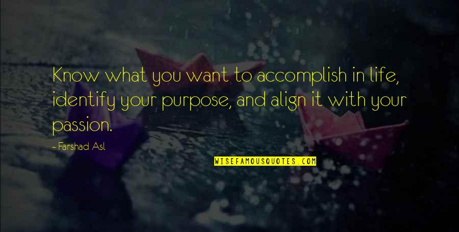 Align Quotes By Farshad Asl: Know what you want to accomplish in life,
