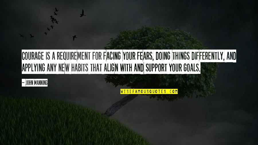 Align Quotes By John Manning: Courage is a requirement for facing your fears,