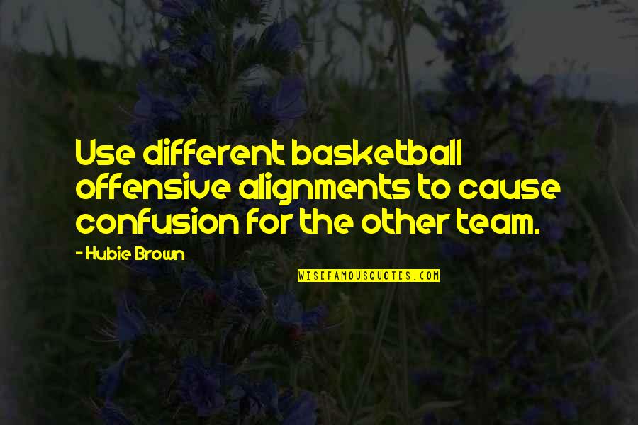 Alignments Quotes By Hubie Brown: Use different basketball offensive alignments to cause confusion