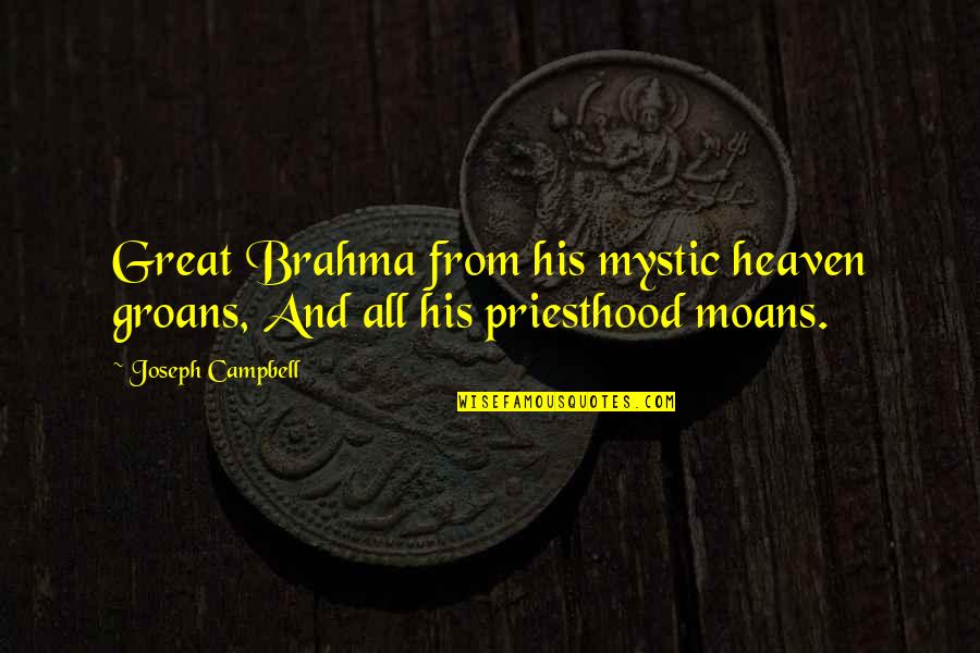 Alimony Quotes By Joseph Campbell: Great Brahma from his mystic heaven groans, And