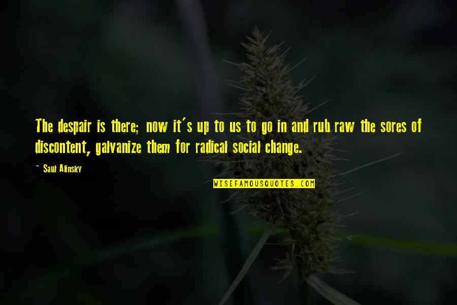 Alinsky Saul Quotes By Saul Alinsky: The despair is there; now it's up to Alinsky Saul Quotes By Saul Alinsky: The despair is there; now it's up to