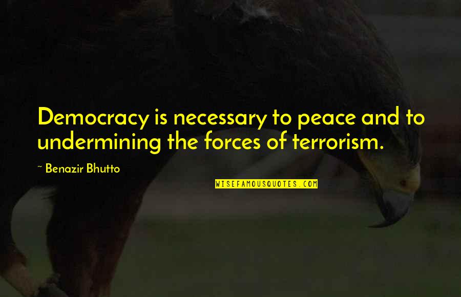 Aliosha Castro Quotes By Benazir Bhutto: Democracy is necessary to peace and to undermining