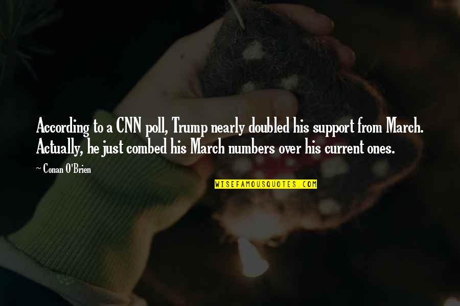 Alisema Ney Quotes By Conan O'Brien: According to a CNN poll, Trump nearly doubled
