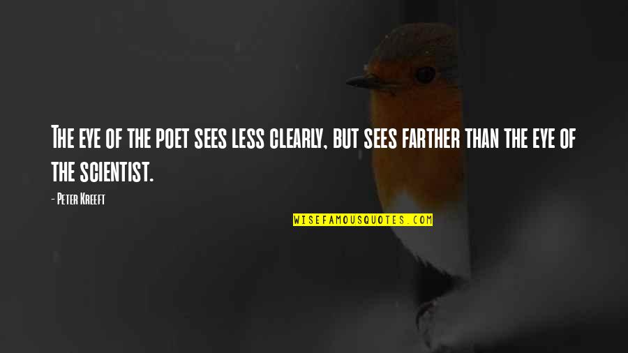 Alisma Quotes By Peter Kreeft: The eye of the poet sees less clearly,