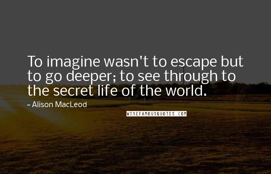 Alison MacLeod quotes: To imagine wasn't to escape but to go deeper; to see through to the secret life of the world.