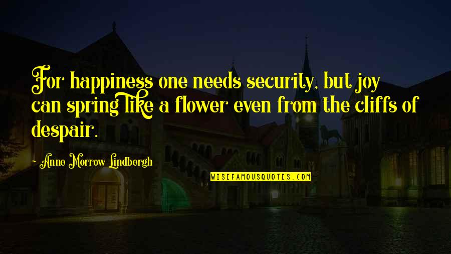 Alithias Quotes By Anne Morrow Lindbergh: For happiness one needs security, but joy can Alithias Quotes By Anne Morrow Lindbergh: For happiness one needs security, but joy can