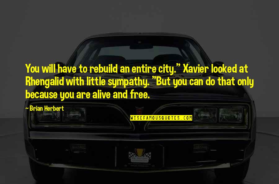 Alive And Free Quotes By Brian Herbert: You will have to rebuild an entire city."