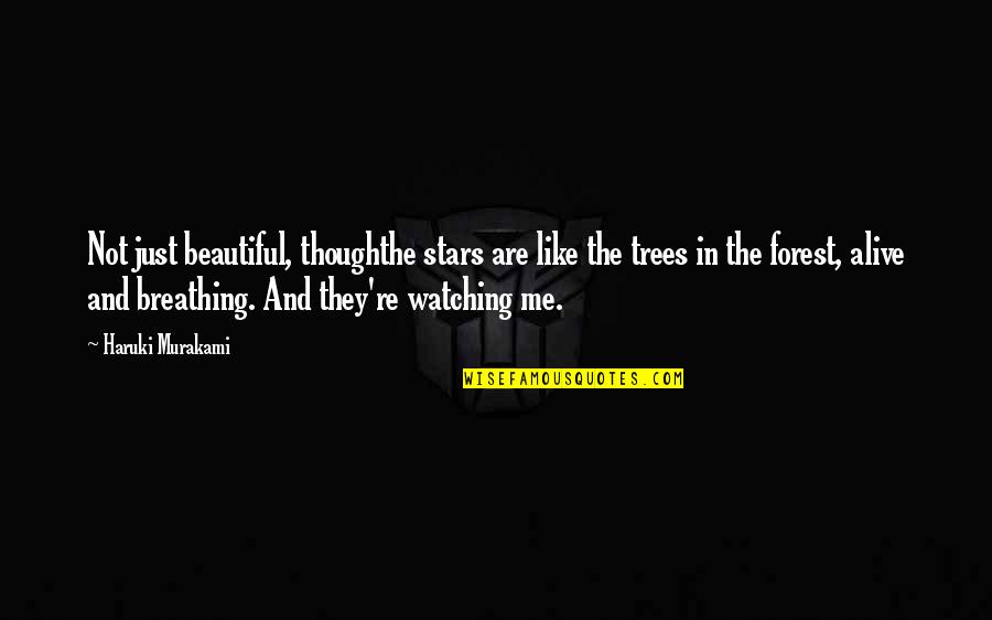 Alive Or Just Breathing Quotes By Haruki Murakami: Not just beautiful, thoughthe stars are like the