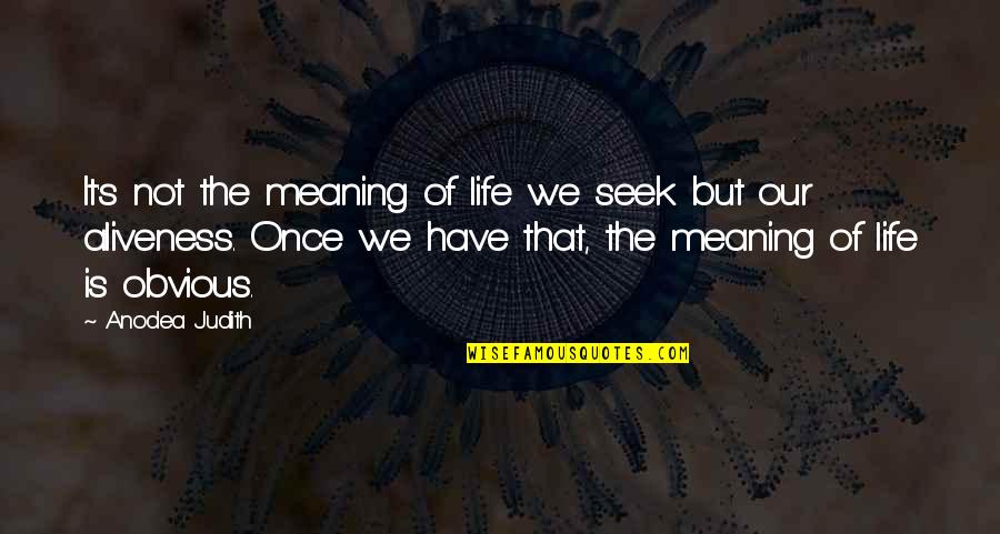 Aliveness Quotes By Anodea Judith: It's not the meaning of life we seek