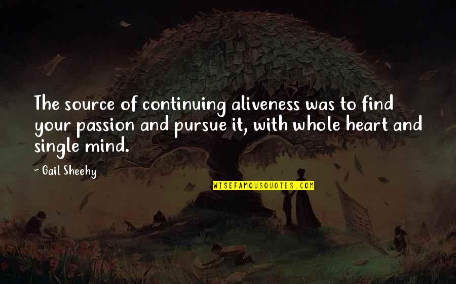 Aliveness Quotes By Gail Sheehy: The source of continuing aliveness was to find