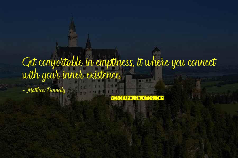 Aliveness Quotes By Matthew Donnelly: Get comfortable in emptiness, it where you connect