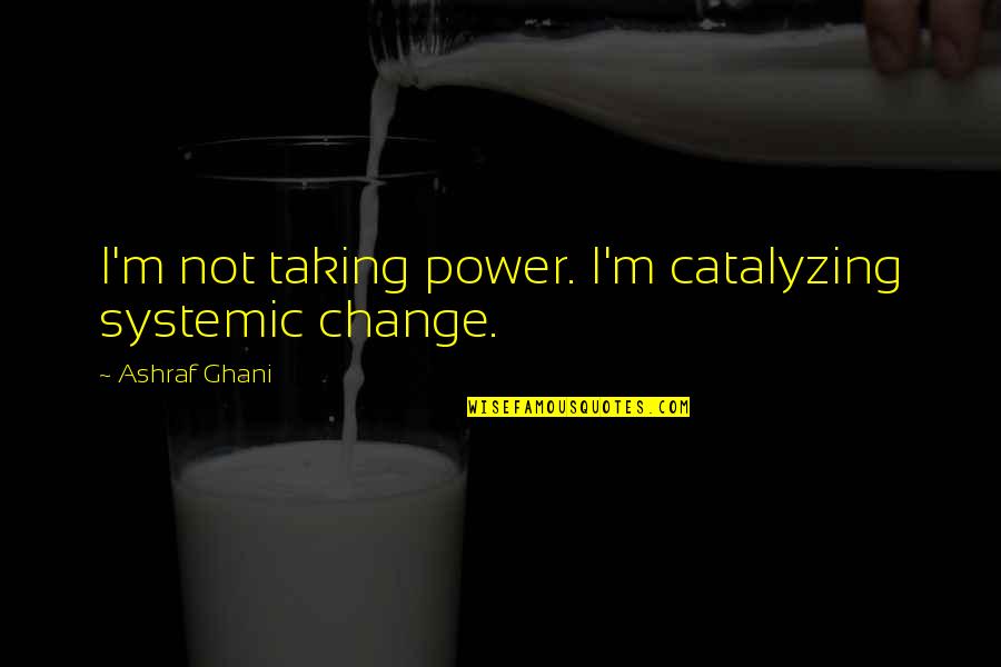 Alizonne Quotes By Ashraf Ghani: I'm not taking power. I'm catalyzing systemic change.