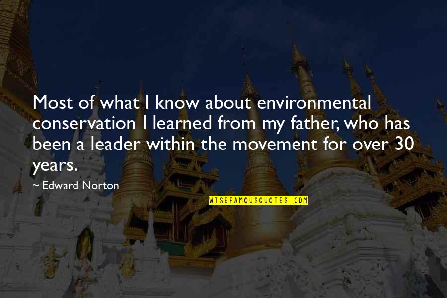 All About Father Quotes By Edward Norton: Most of what I know about environmental conservation