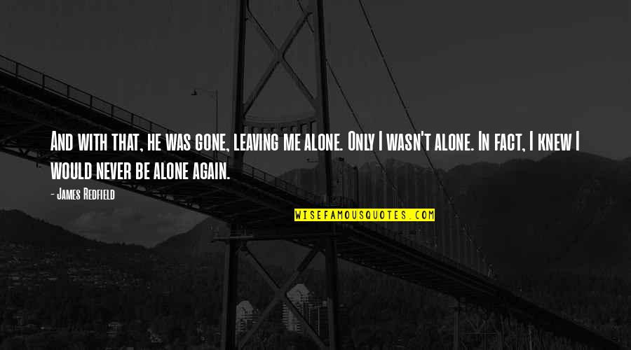 All Alone Again Quotes By James Redfield: And with that, he was gone, leaving me