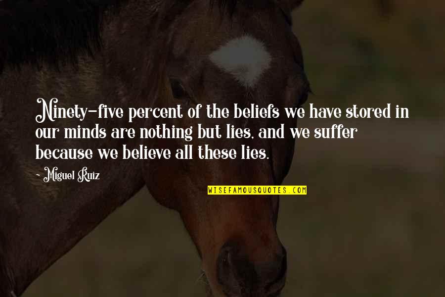 All Are Lies Quotes By Miguel Ruiz: Ninety-five percent of the beliefs we have stored