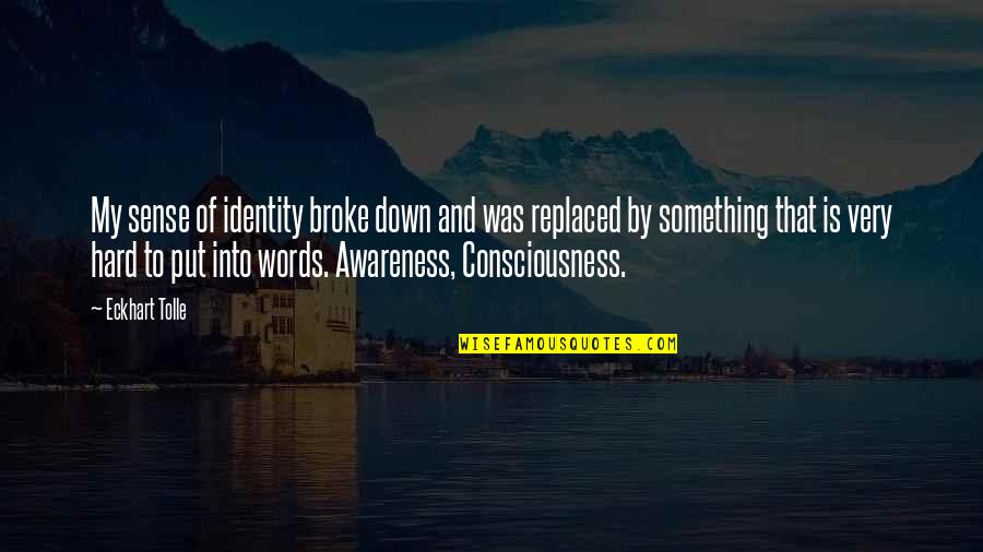 All Broke Down Quotes By Eckhart Tolle: My sense of identity broke down and was