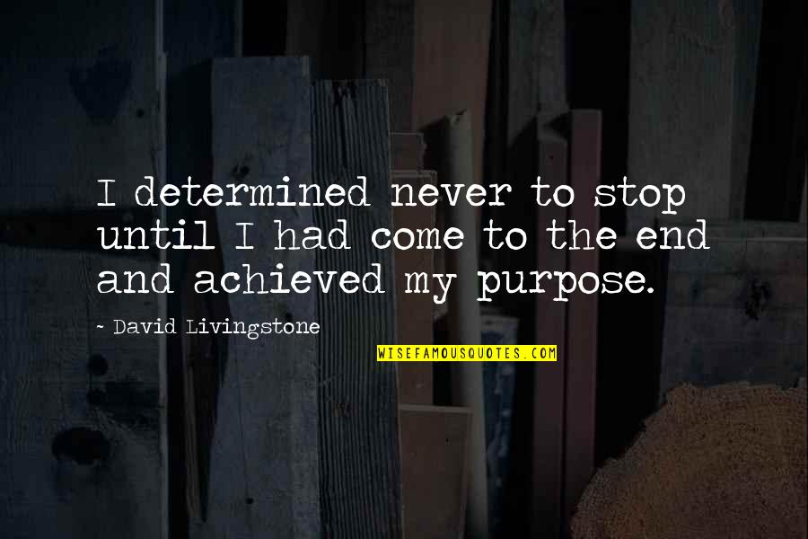 All David Livingstone Quotes By David Livingstone: I determined never to stop until I had