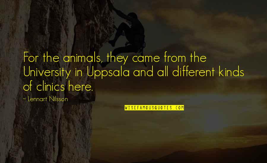 All Different Kinds Of Quotes By Lennart Nilsson: For the animals, they came from the University