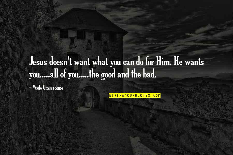 All For Jesus Quotes By Wade Grassedonio: Jesus doesn't want what you can do for