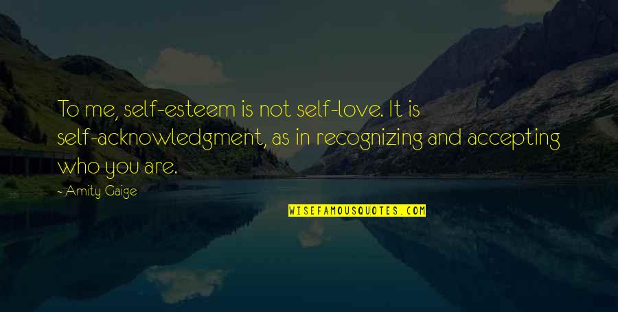 All Gaige Quotes By Amity Gaige: To me, self-esteem is not self-love. It is