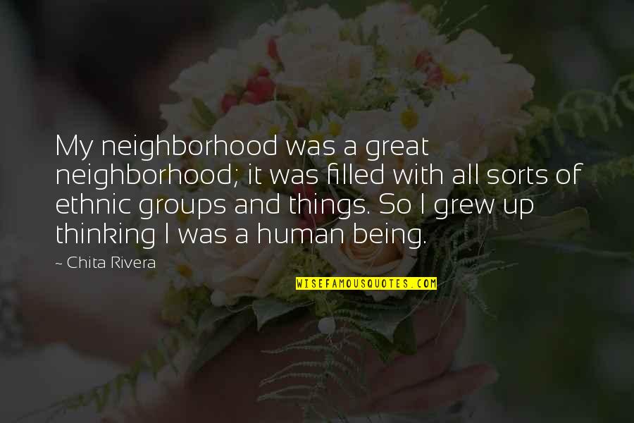 All Great Things Quotes By Chita Rivera: My neighborhood was a great neighborhood; it was