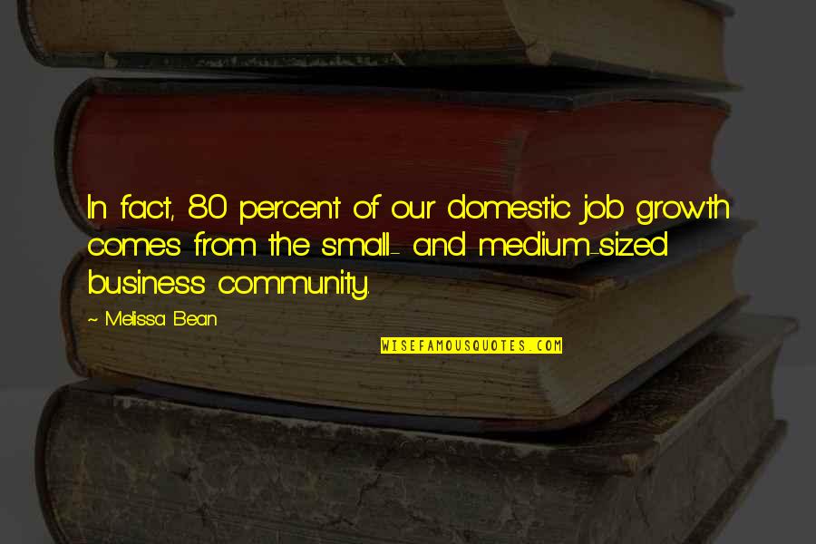 All Growth Comes Quotes By Melissa Bean: In fact, 80 percent of our domestic job