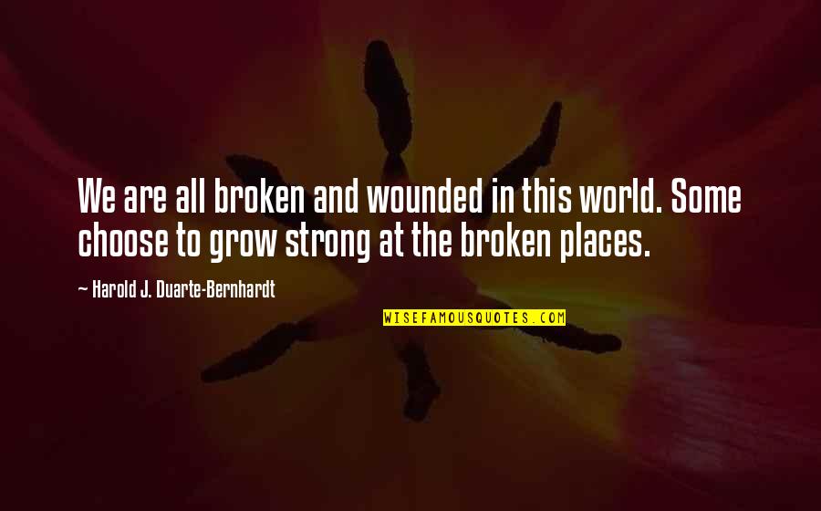 All Growth Quotes By Harold J. Duarte-Bernhardt: We are all broken and wounded in this All Growth Quotes By Harold J. Duarte-Bernhardt: We are all broken and wounded in this