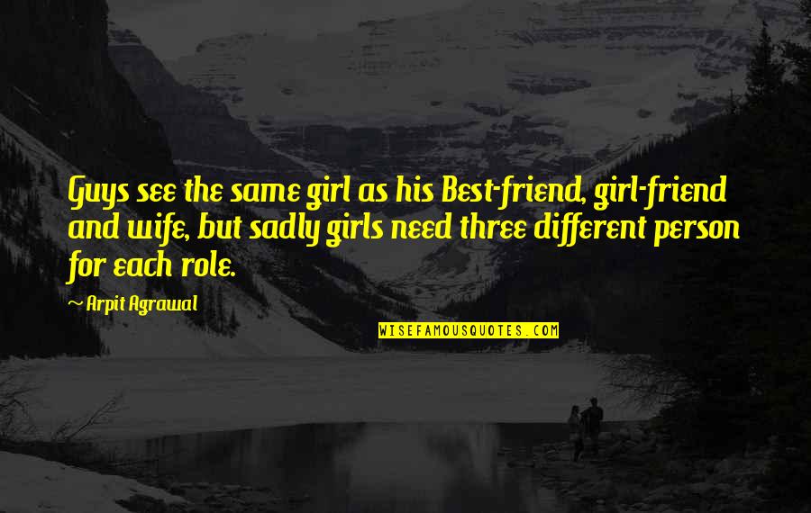 All Guys Are The Same Quotes By Arpit Agrawal: Guys see the same girl as his Best-friend,